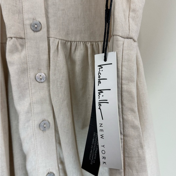 Nicole Miller Tiered Midi Dress Linen Sleeveless Button-Front Lagenlook Sz S - Picture 8 of 10